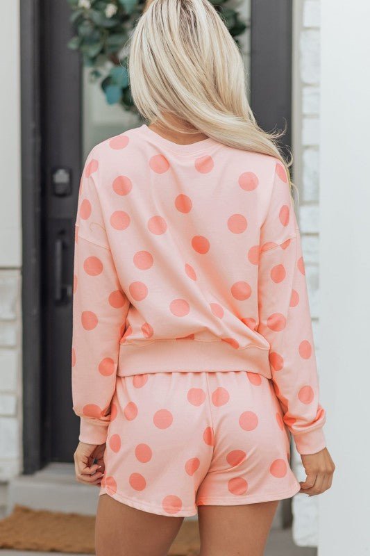 Polka Dot Pullover and Drawstring Shorts Set - Robbi & Angel