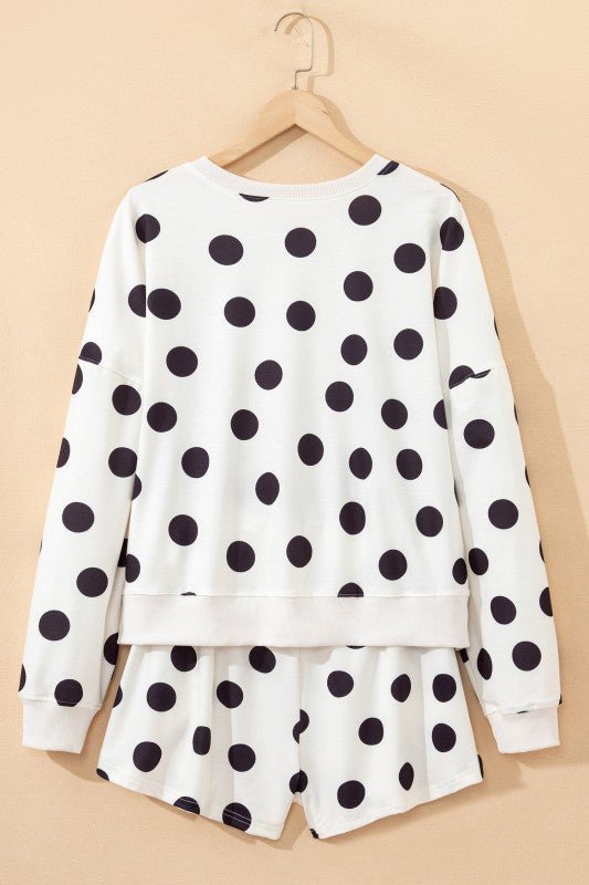 Polka Dot Pullover and Drawstring Shorts Set - Robbi & Angel