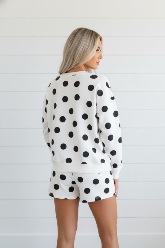 Polka Dot Pullover and Drawstring Shorts Set - Robbi & Angel