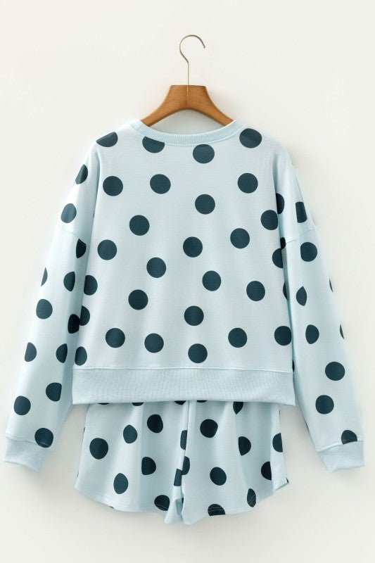 Polka Dot Pullover and Drawstring Shorts Set - Robbi & Angel