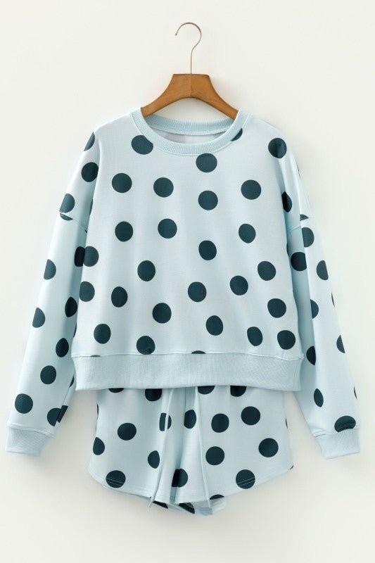 Polka Dot Pullover and Drawstring Shorts Set - Robbi & Angel