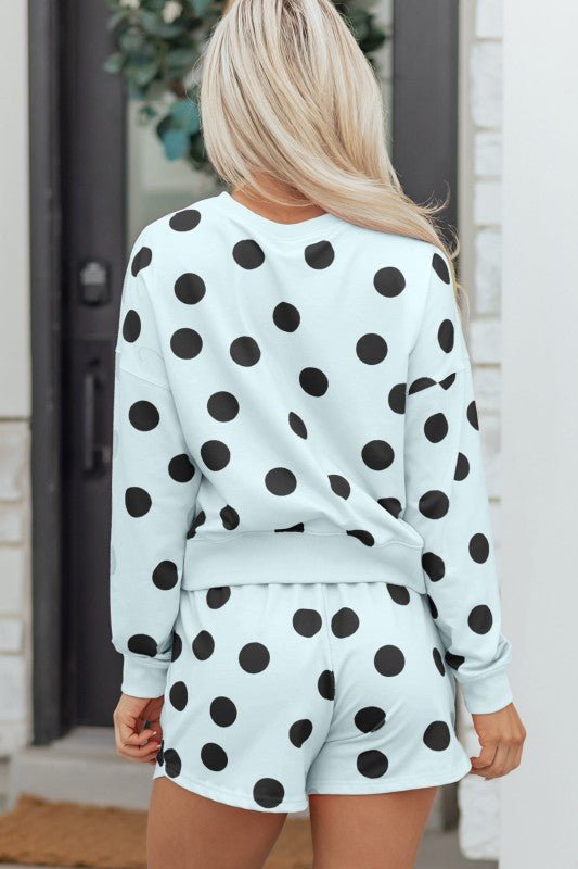 Polka Dot Pullover and Drawstring Shorts Set - Robbi & Angel