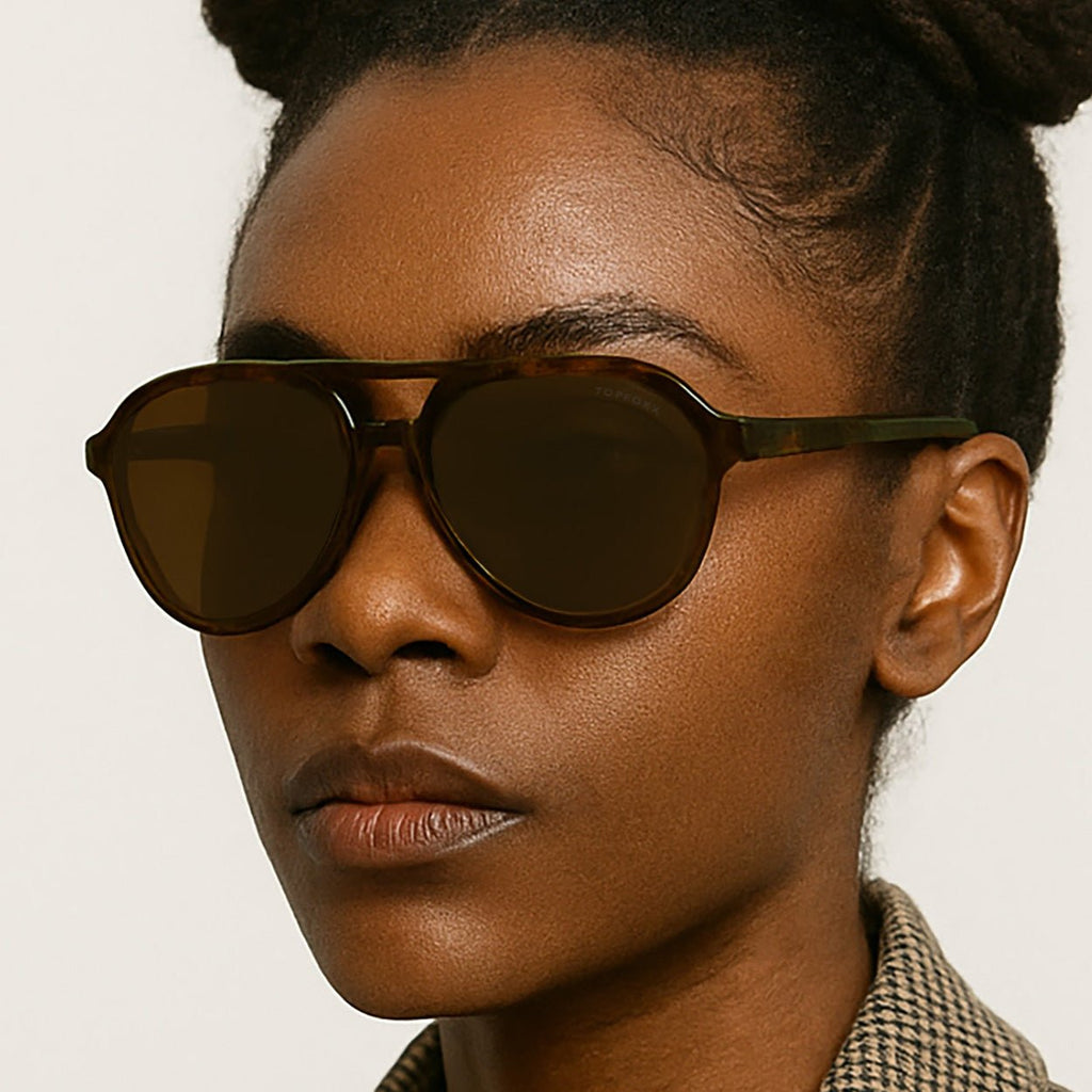 Poseidon Brown Tortoise – Tangle-Free Floating Aviators - Robbi & Angel