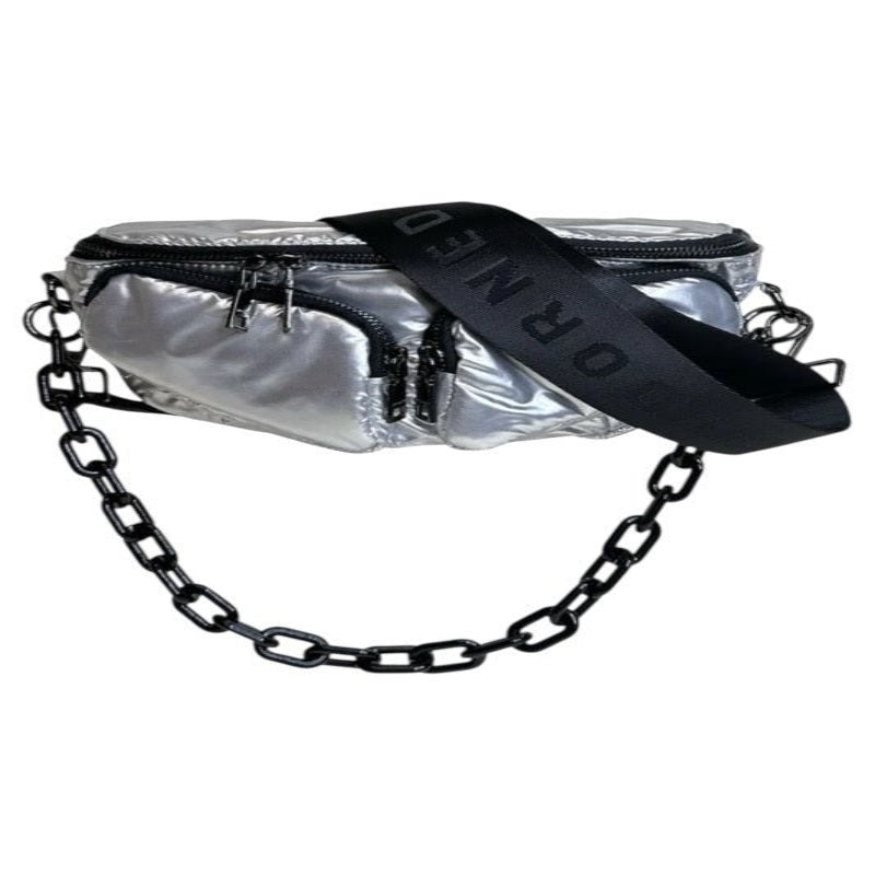 Rachel Double Pocket Puffy Sling/Waist Bag w/Black Resin Cha - Robbi & Angel