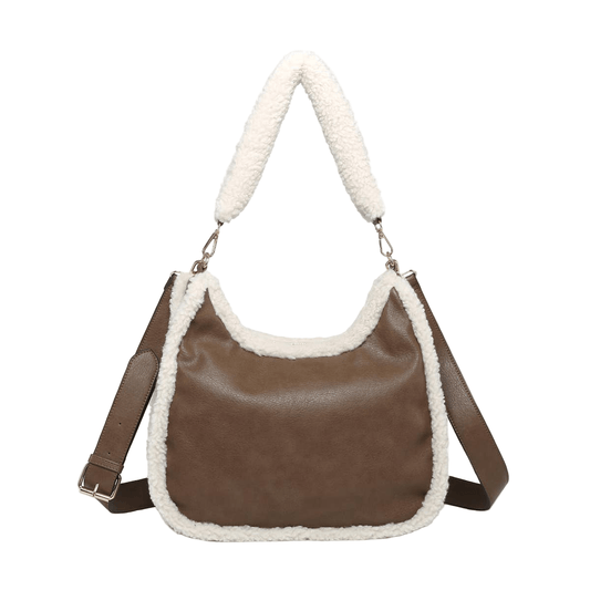 Reece Sherpa Trim Satchel/Shoulder Bag - Robbi & Angel