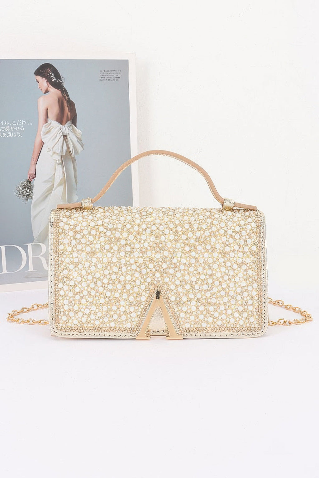 Rhinestone And Pearl Flap Clutch - Robbi & Angel