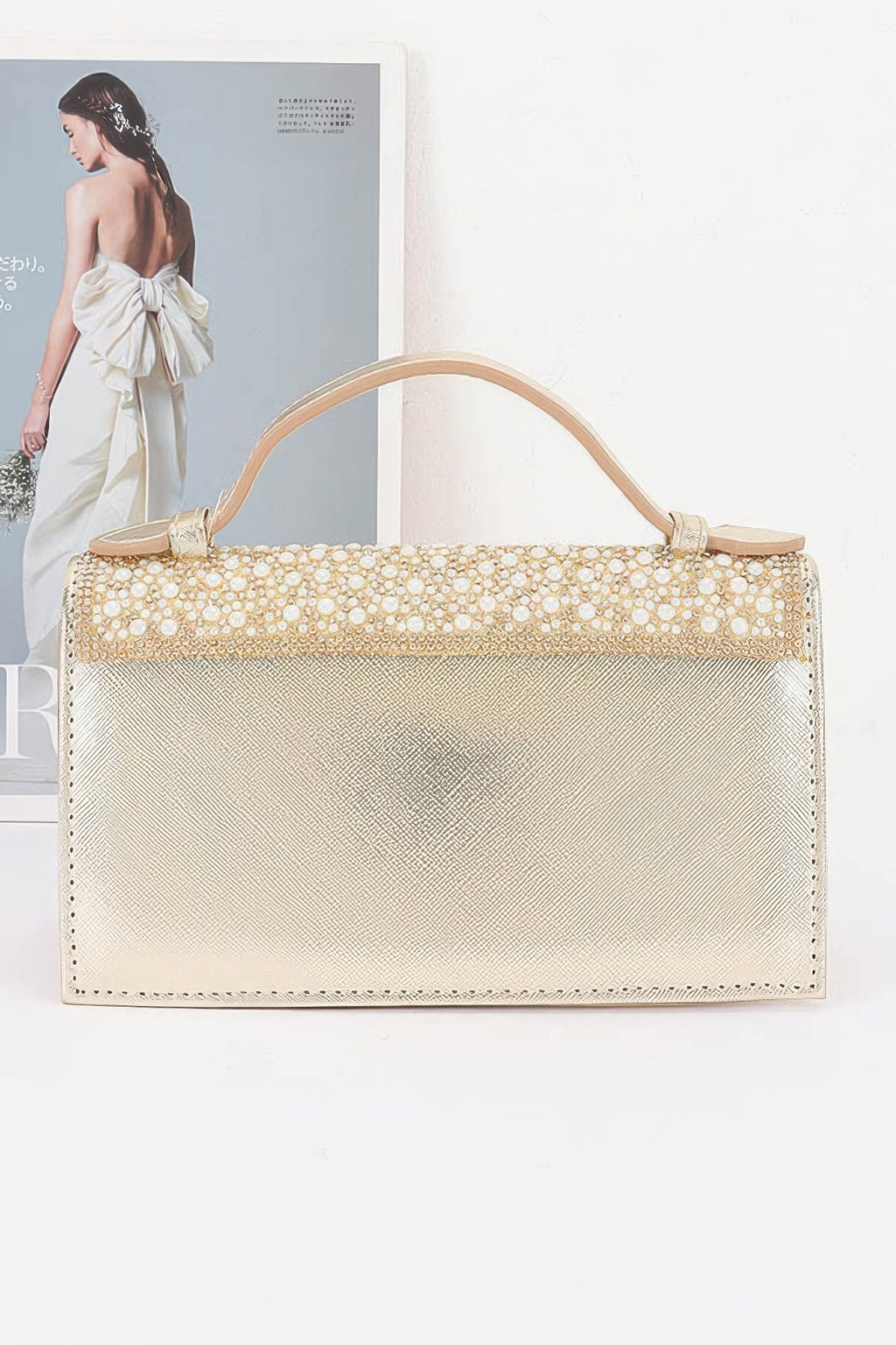 Rhinestone And Pearl Flap Clutch - Robbi & Angel