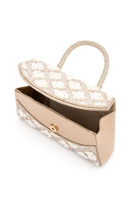 Rhinestone And Pearl Iconic Top Handle Clutch Bag - Robbi & Angel