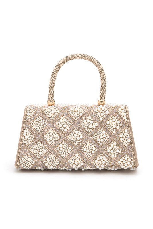 Rhinestone And Pearl Iconic Top Handle Clutch Bag - Robbi & Angel
