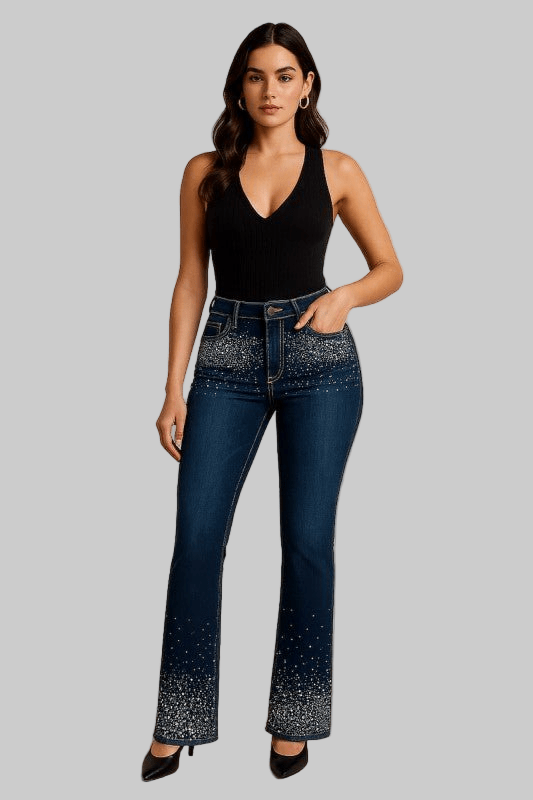 Rhinestone Bootcut Jean Premium Stretch Denim - Robbi & Angel