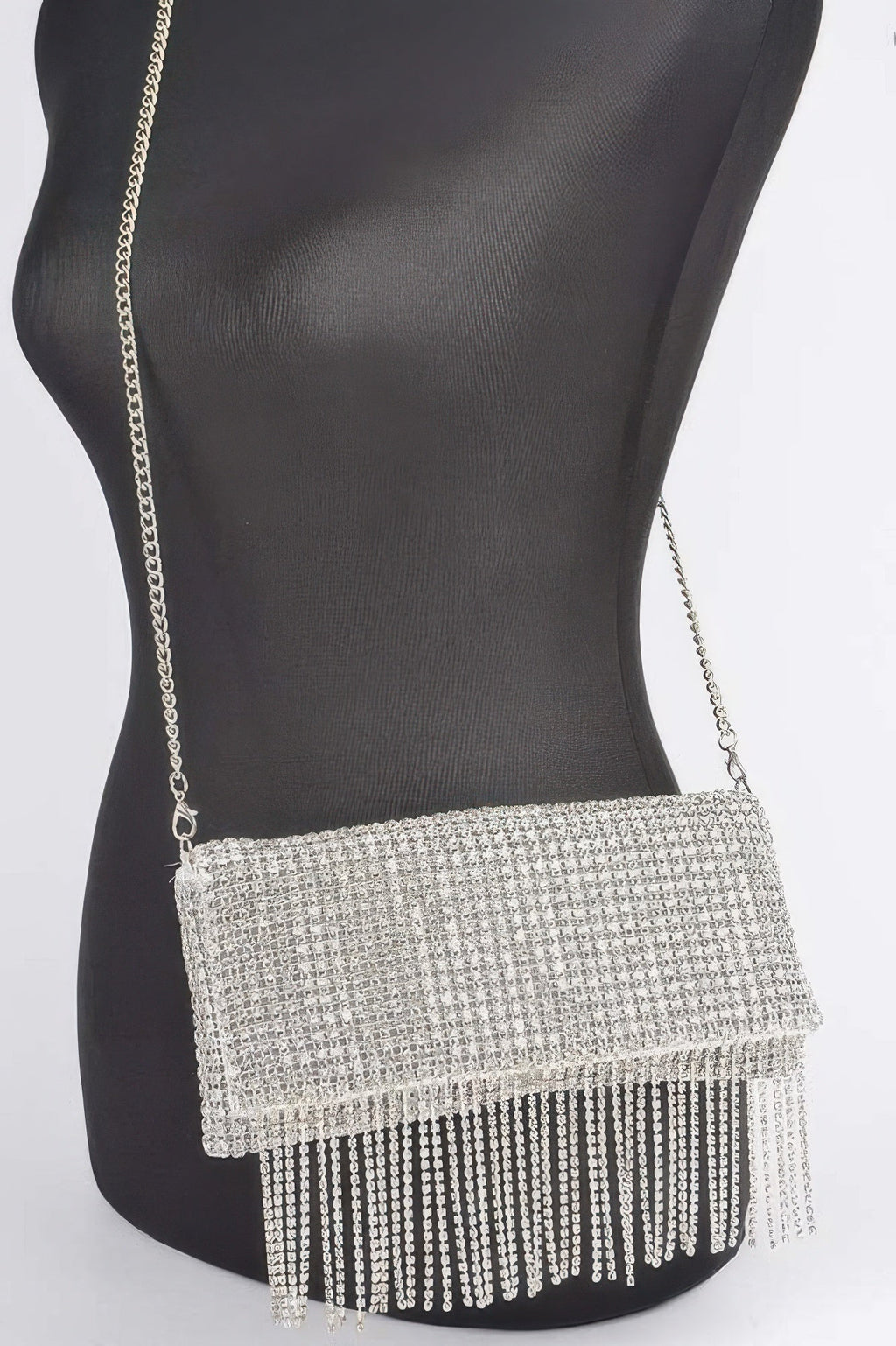 Rhinestone Fringe Clutch - Robbi & Angel