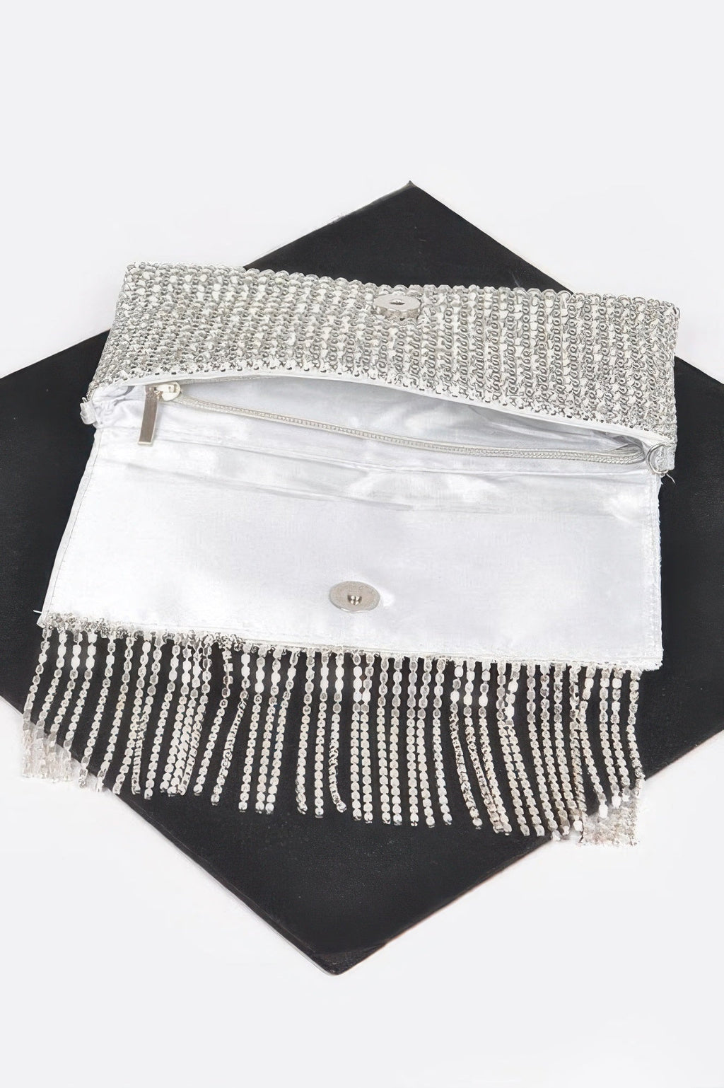Rhinestone Fringe Clutch - Robbi & Angel