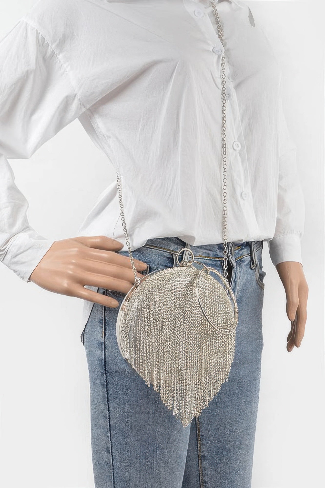 Rhinestone Fringe Round Party Bag - Robbi & Angel