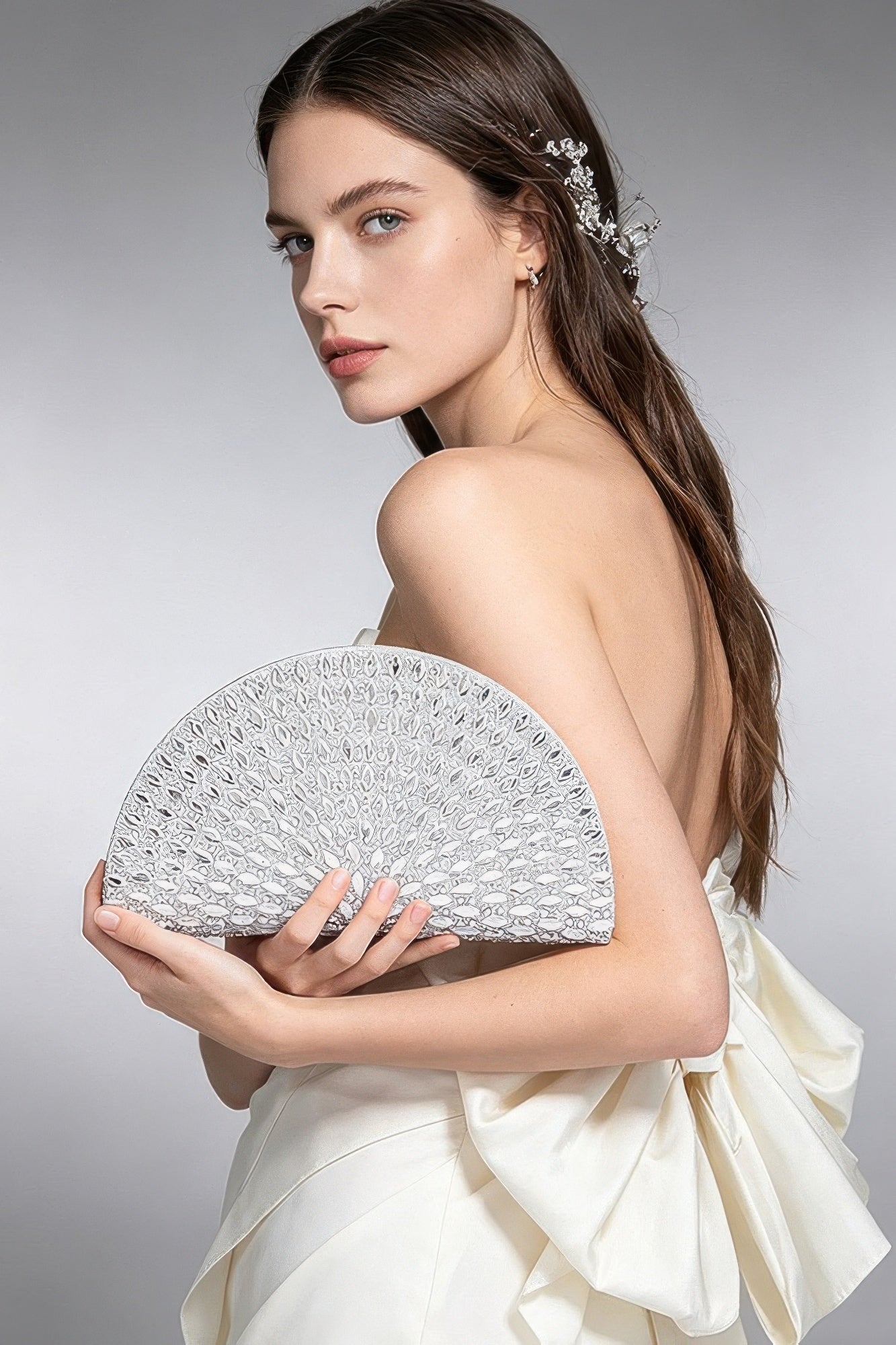 Rhinestone Half Moon Party Clutch - Robbi & Angel