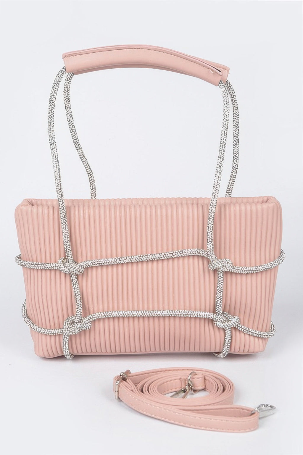 Rhinestone Strap Zip Clutch Bag - Robbi & Angel