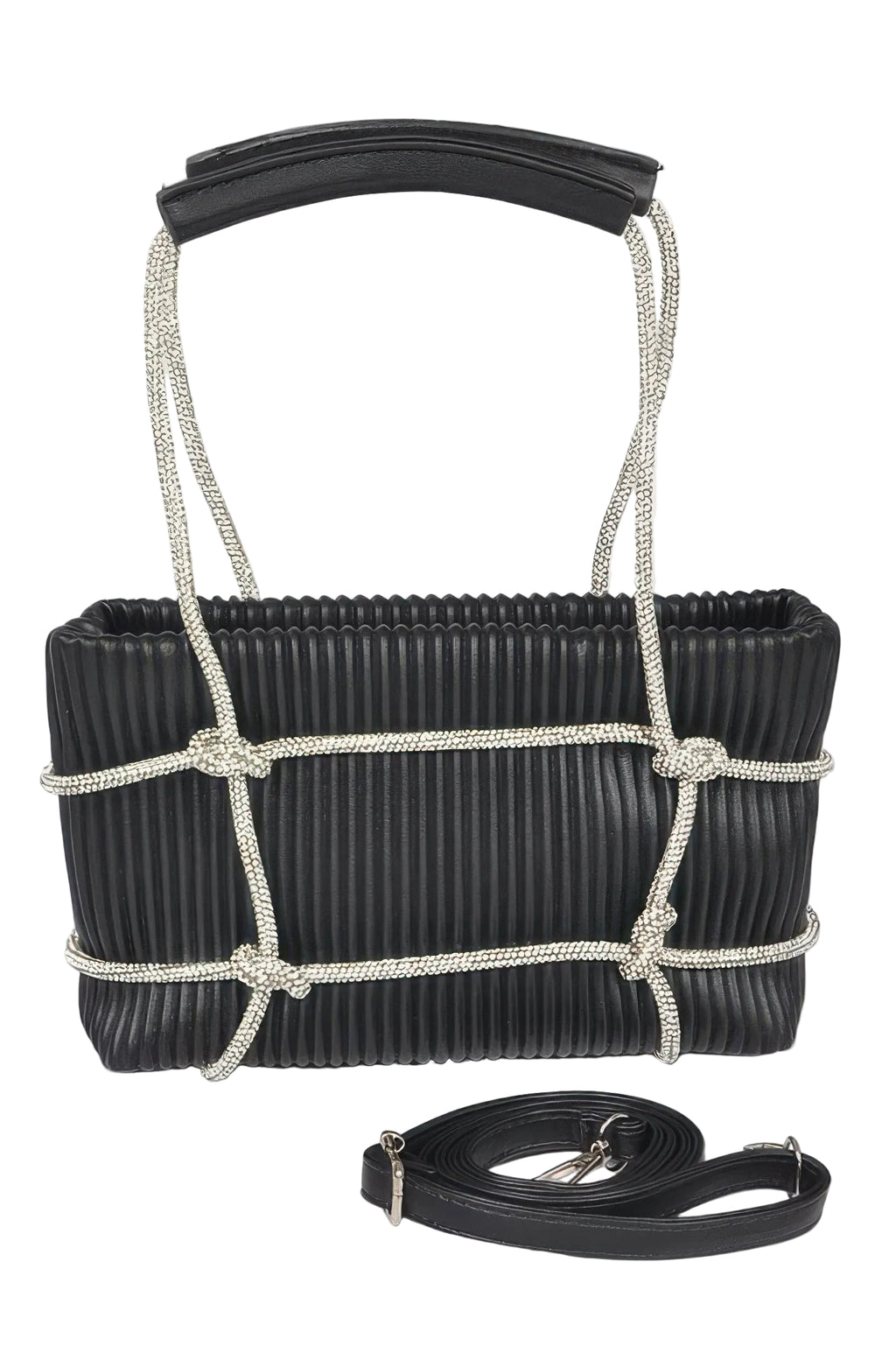 Rhinestone Strap Zip Clutch Bag - Robbi & Angel