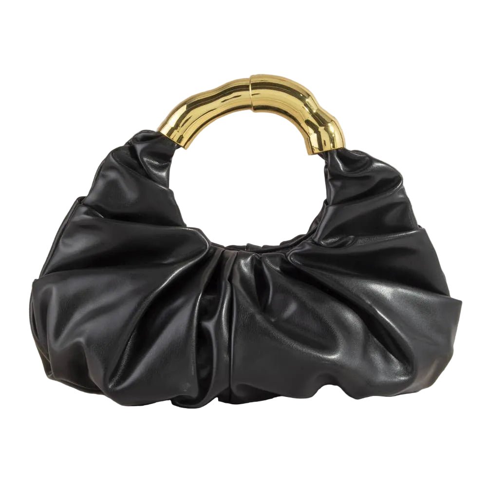 Rhonda Ruched Vegan Leather Ring Handle Bag - Robbi & Angel