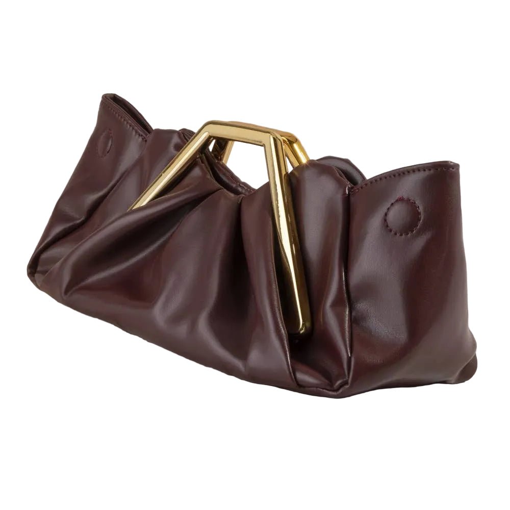 Ria Ruched Vegan Leather Frame Clutch Bag - Robbi & Angel