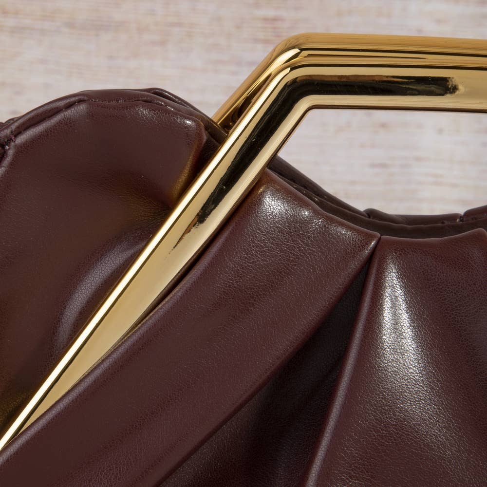 Ria Ruched Vegan Leather Frame Clutch Bag - Robbi & Angel