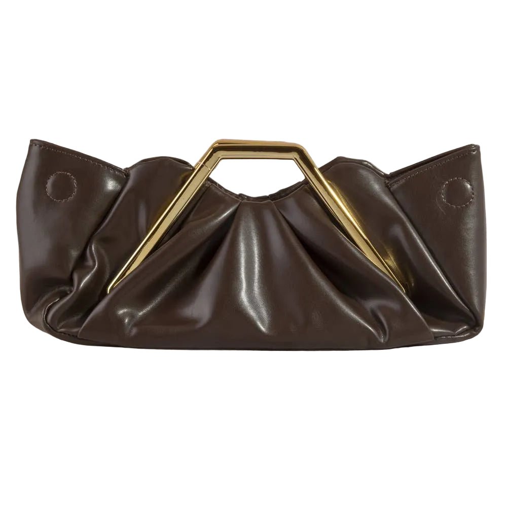 Ria Ruched Vegan Leather Frame Clutch Bag - Robbi & Angel