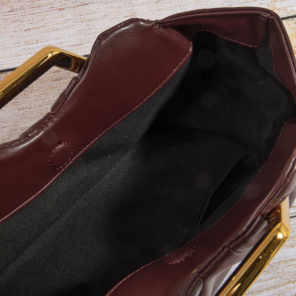 Ria Ruched Vegan Leather Frame Clutch Bag - Robbi & Angel