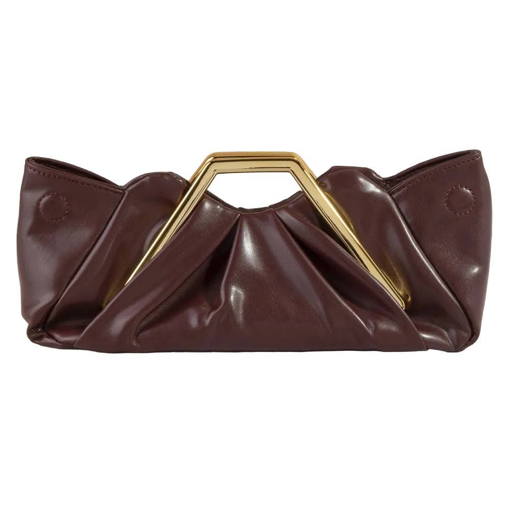 Ria Ruched Vegan Leather Frame Clutch Bag - Robbi & Angel