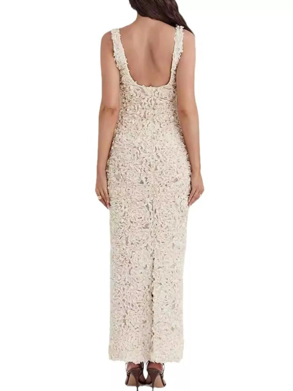 Rosie Floral Applique Deep V-Neck Maxi Dress - Robbi & Angel