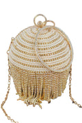 Round Rhinestone Fringe Bag W Faux Pearl - Robbi & Angel