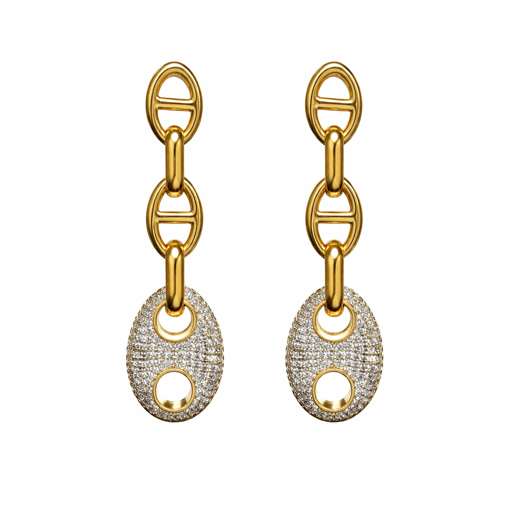 Roxanne Two Tone Pave Drop Earring - Robbi & Angel
