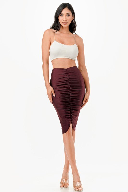 Ruche Knee Length Skirt - Robbi & Angel