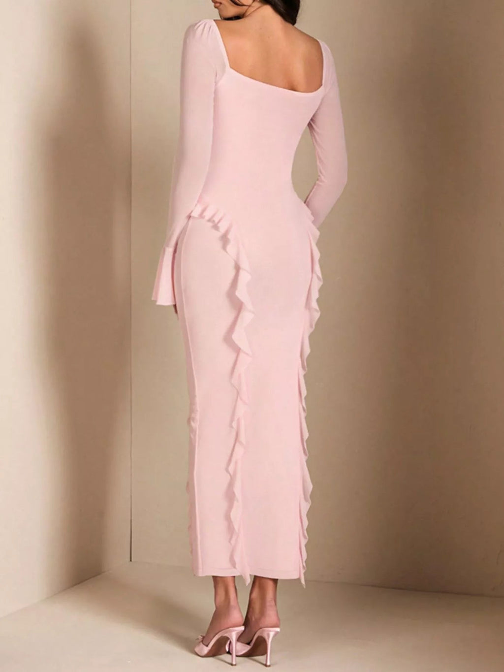 Ruffled Maxi Dress with Floral Detail - Robbi & Angel