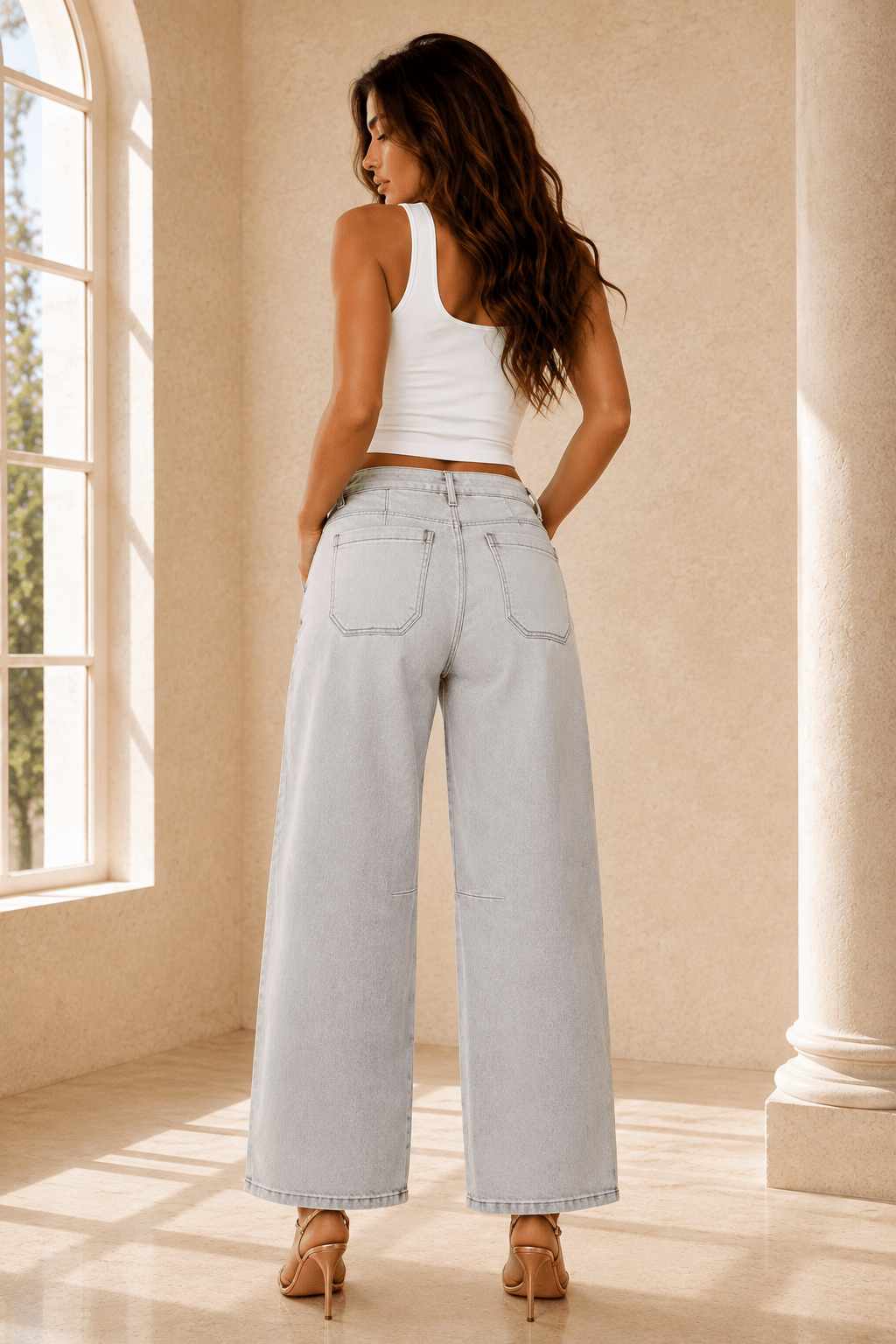 Ruthie Slouchy Cropped Barrel Gray Denim Jeans - Robbi & Angel