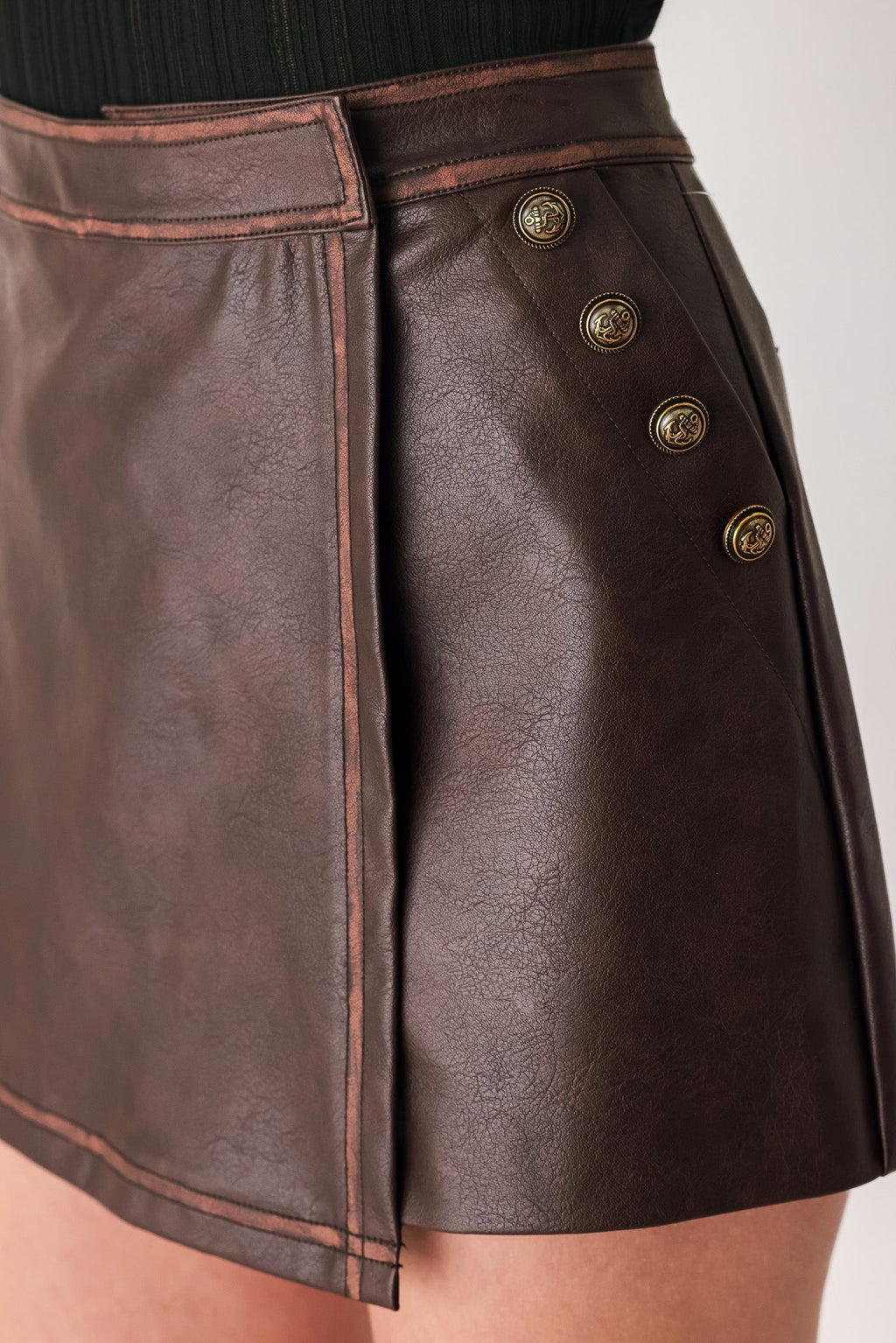 Sadie Faux Leather Wrap Street Skort - Robbi & Angel