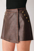 Sadie Faux Leather Wrap Street Skort - Robbi & Angel