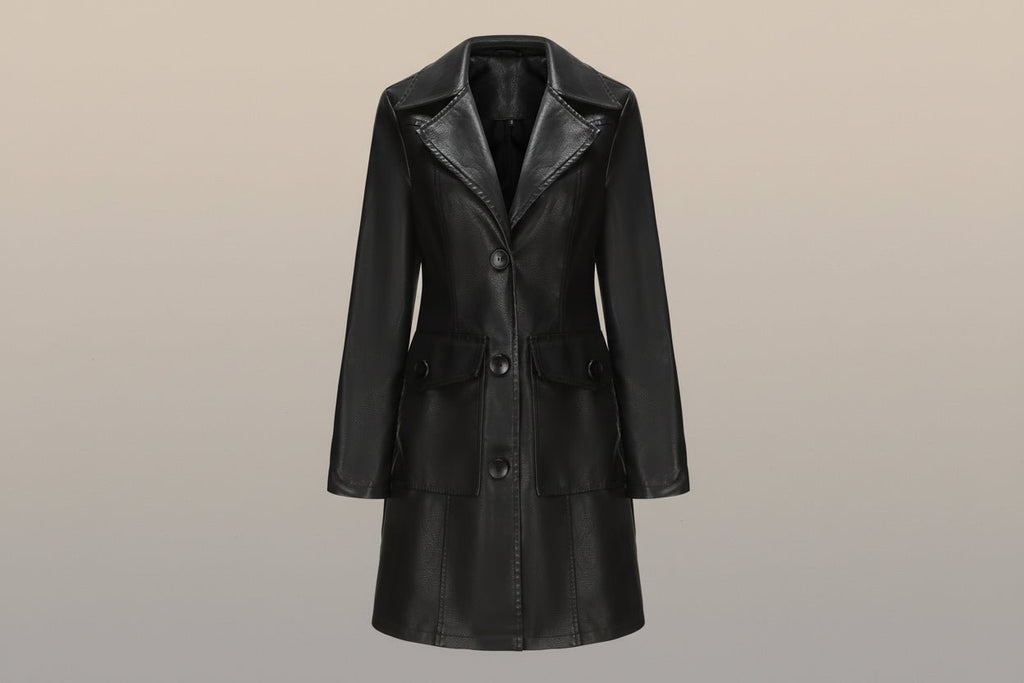 Samantha Long Leather Trench Coat - Robbi & Angel