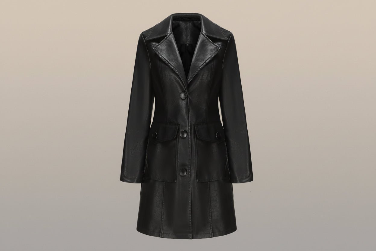 Samantha Long Leather Trench Coat - Robbi & Angel