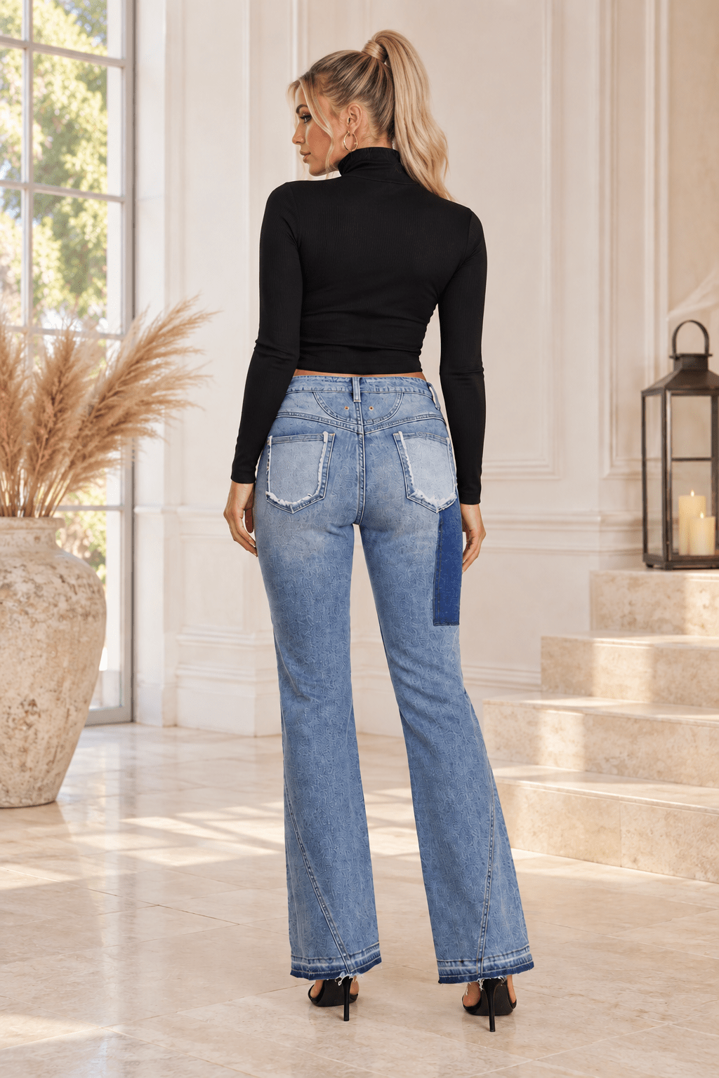 Sarah Ripped Curve-panel Flare Jeans