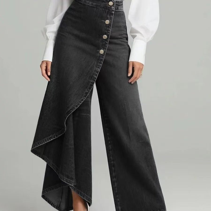 Scarlett Washed Denim with Button Closure - Robbi & Angel