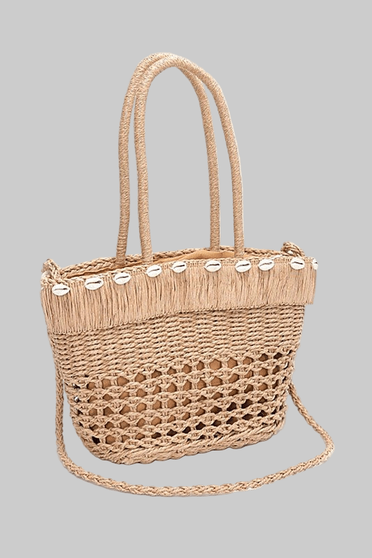 Sea Shell Iconic Faux Straw Tote Basket - Robbi & Angel