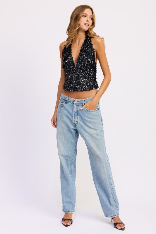 SEQUIN PAILETTE HALTER TOP - Robbi & Angel
