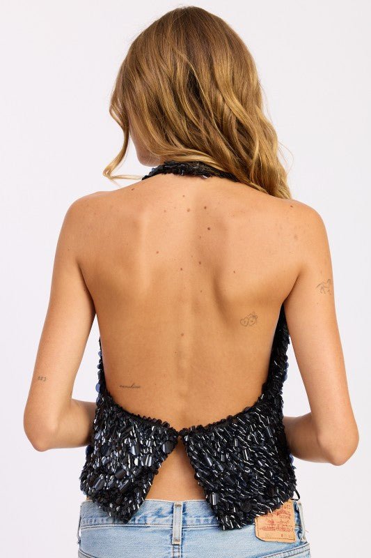 SEQUIN PAILETTE HALTER TOP - Robbi & Angel