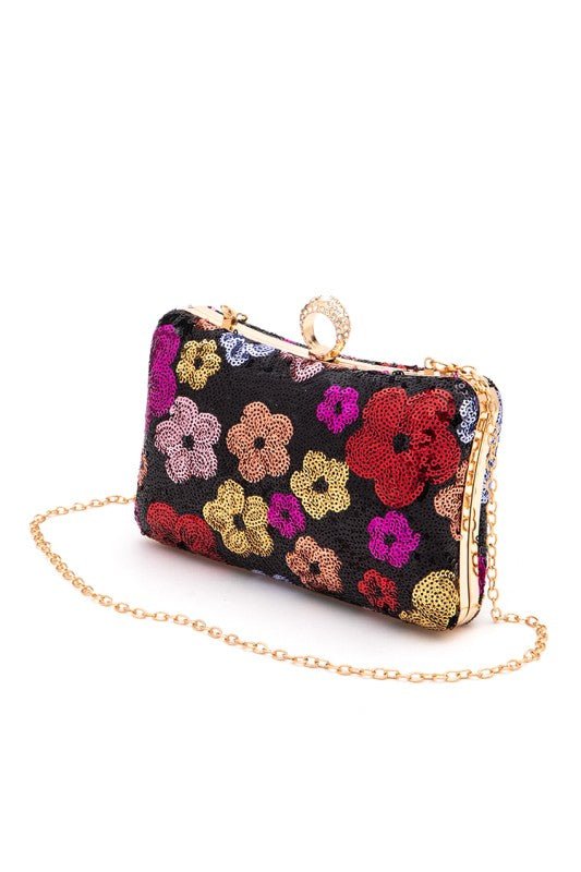 Sequins Flower Statement Box Clutch Bag - Robbi & Angel
