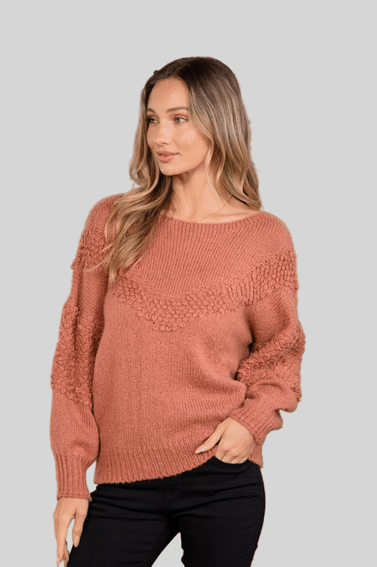 Sew In Love Boat Neck Long Sleeve Sweater - Robbi & Angel