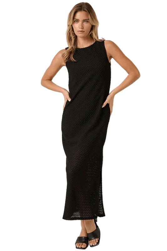 Side Slit Round Neck Sleeveless Dress - Robbi & Angel