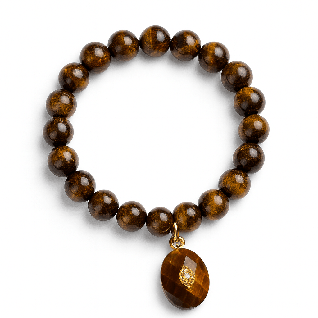 Sienna Tiger’s Eye Charm Beaded Bracelet - Robbi & Angel