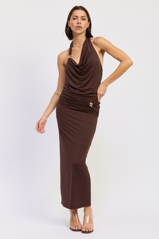SLEEVELESS COWL NECK TOP WITH GOLD TRIM - Robbi & Angel
