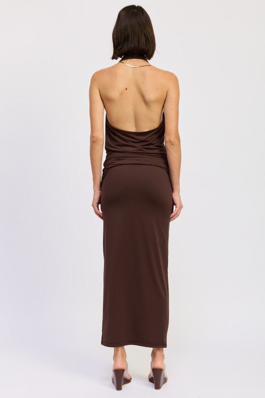 SLEEVELESS COWL NECK TOP WITH GOLD TRIM - Robbi & Angel