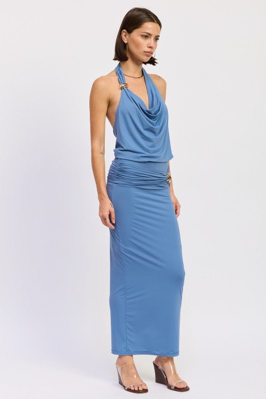 SLEEVELESS COWL NECK TOP WITH GOLD TRIM - Robbi & Angel