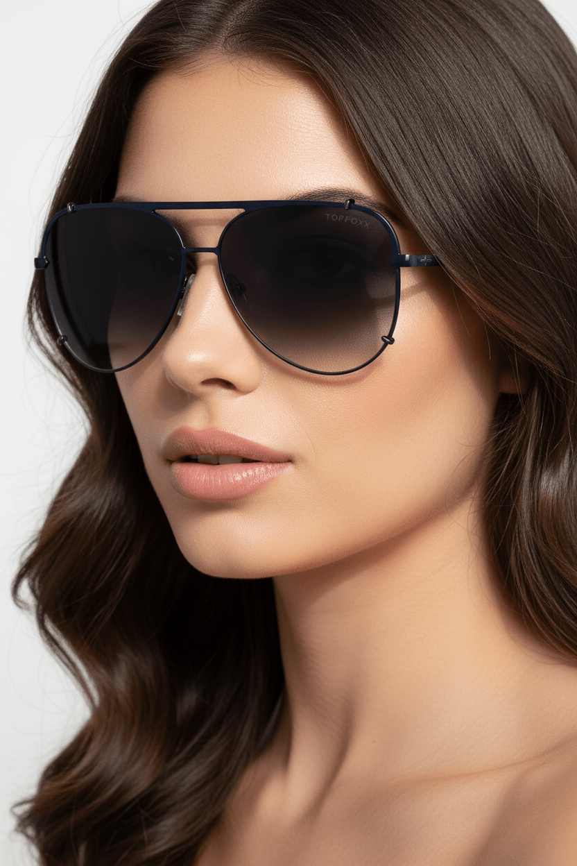 Smaller Cristina - Tangle Free - Faded Black Aviator Sunglasses Black - Robbi & Angel