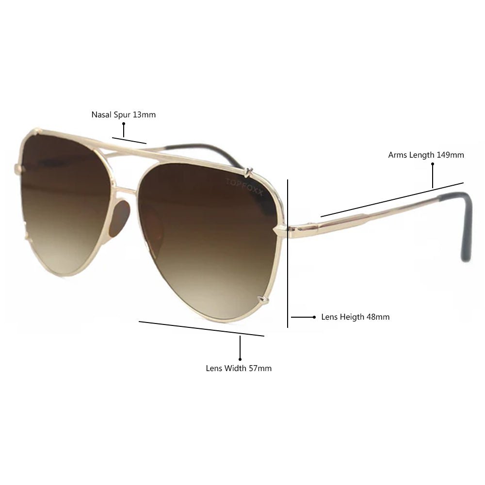 Smaller Cristina - Tangle Free - Faded Brown Aviator Sunglasses Gold - Robbi & Angel